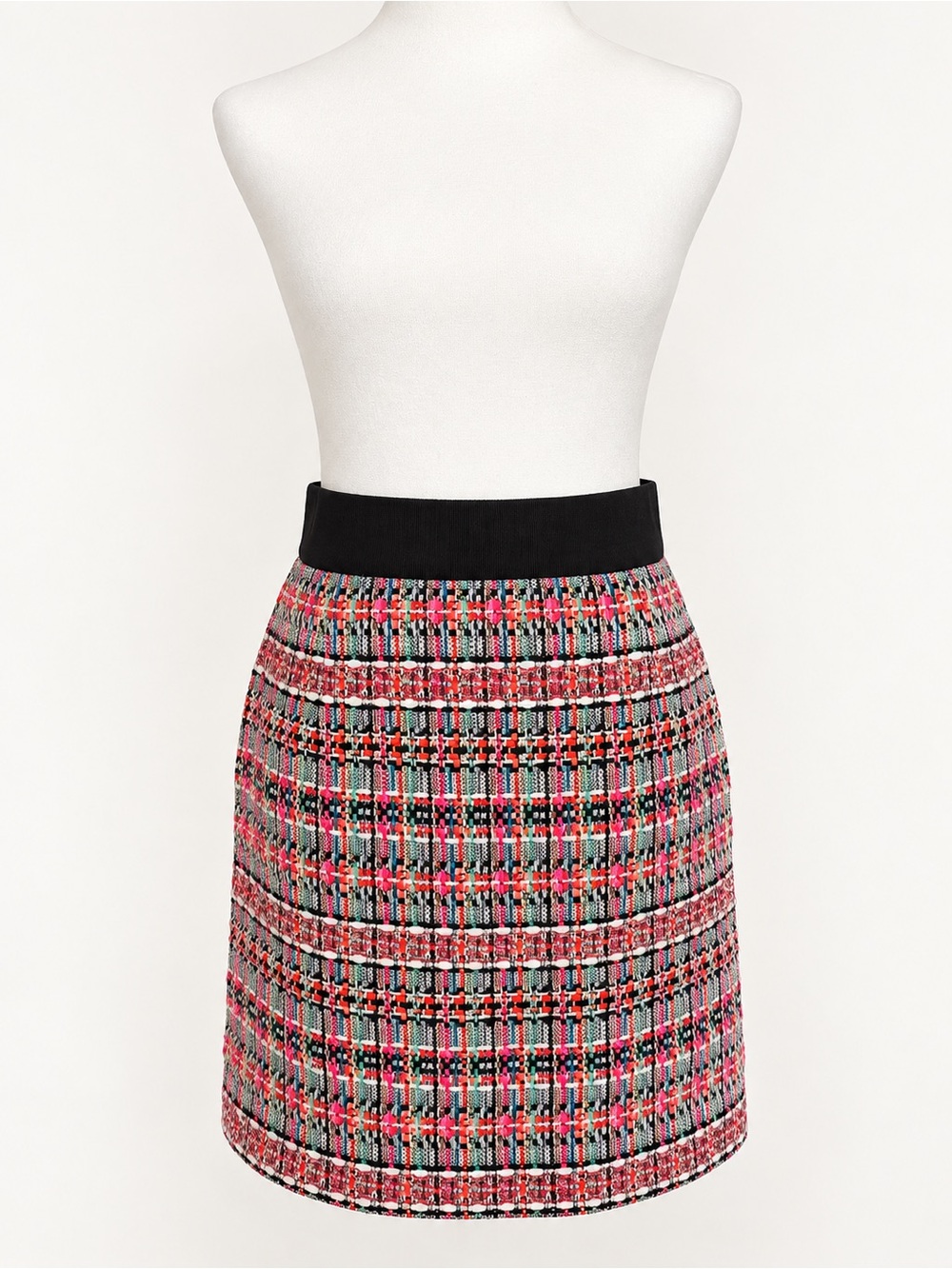 Milly Multicolor Couture Tweed Mini Skirt Black Waistband